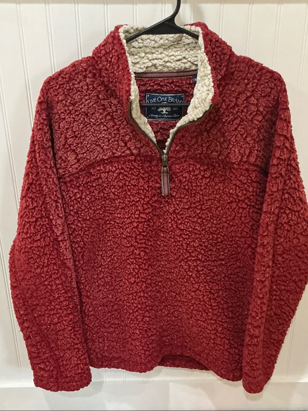 Men’s Red Sherpa Zip Pullover with Contrast Lining